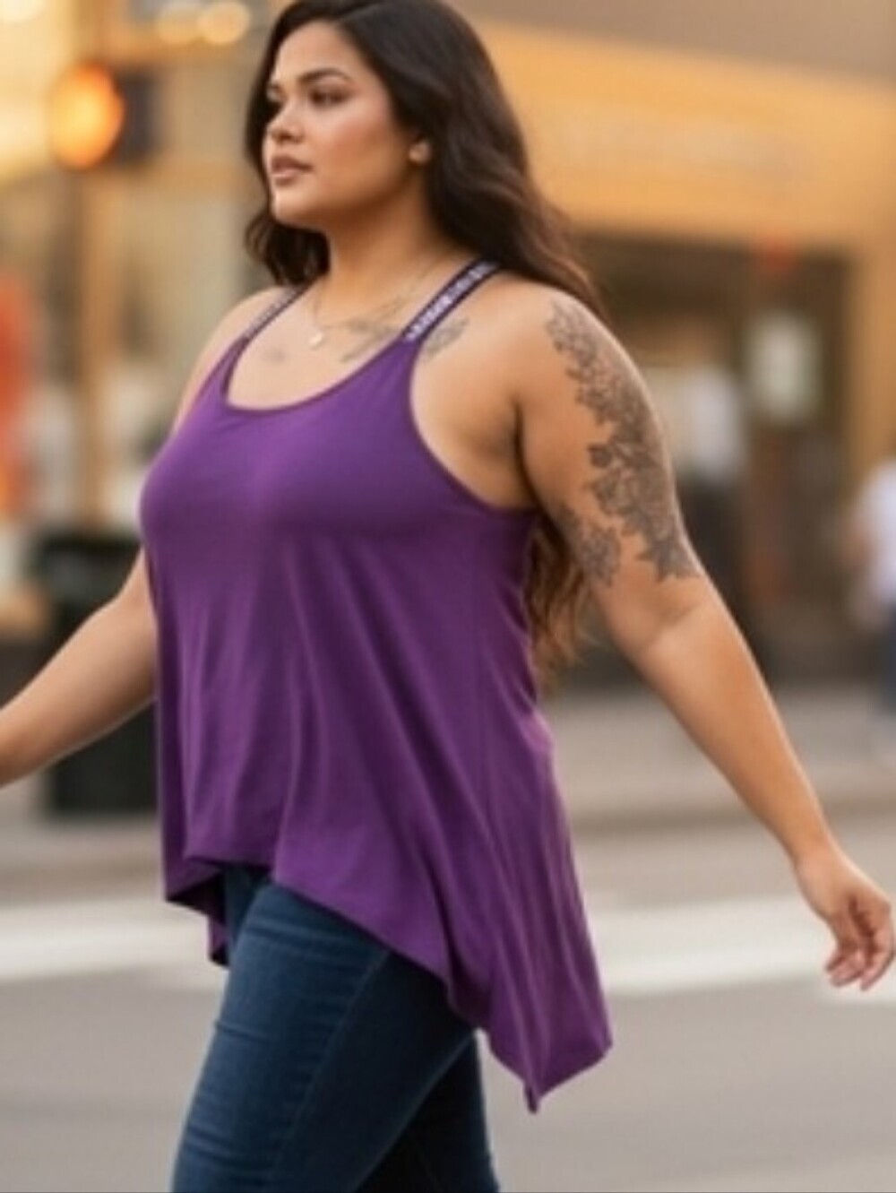 Baddie Plus Torrid Purple Zipper Detail Racerback Tank Blouse Asymetrical